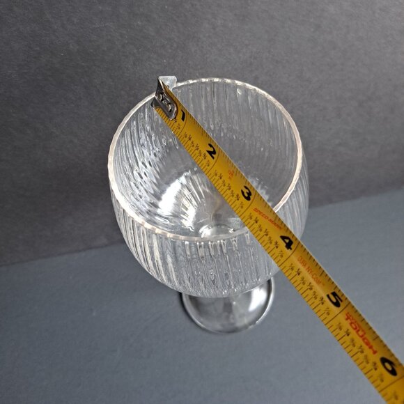 Vintage Clear Ribbed Glass Goblet 8.75" Tall Large Wine Water Stemware Elegant - Picture 9 of 11